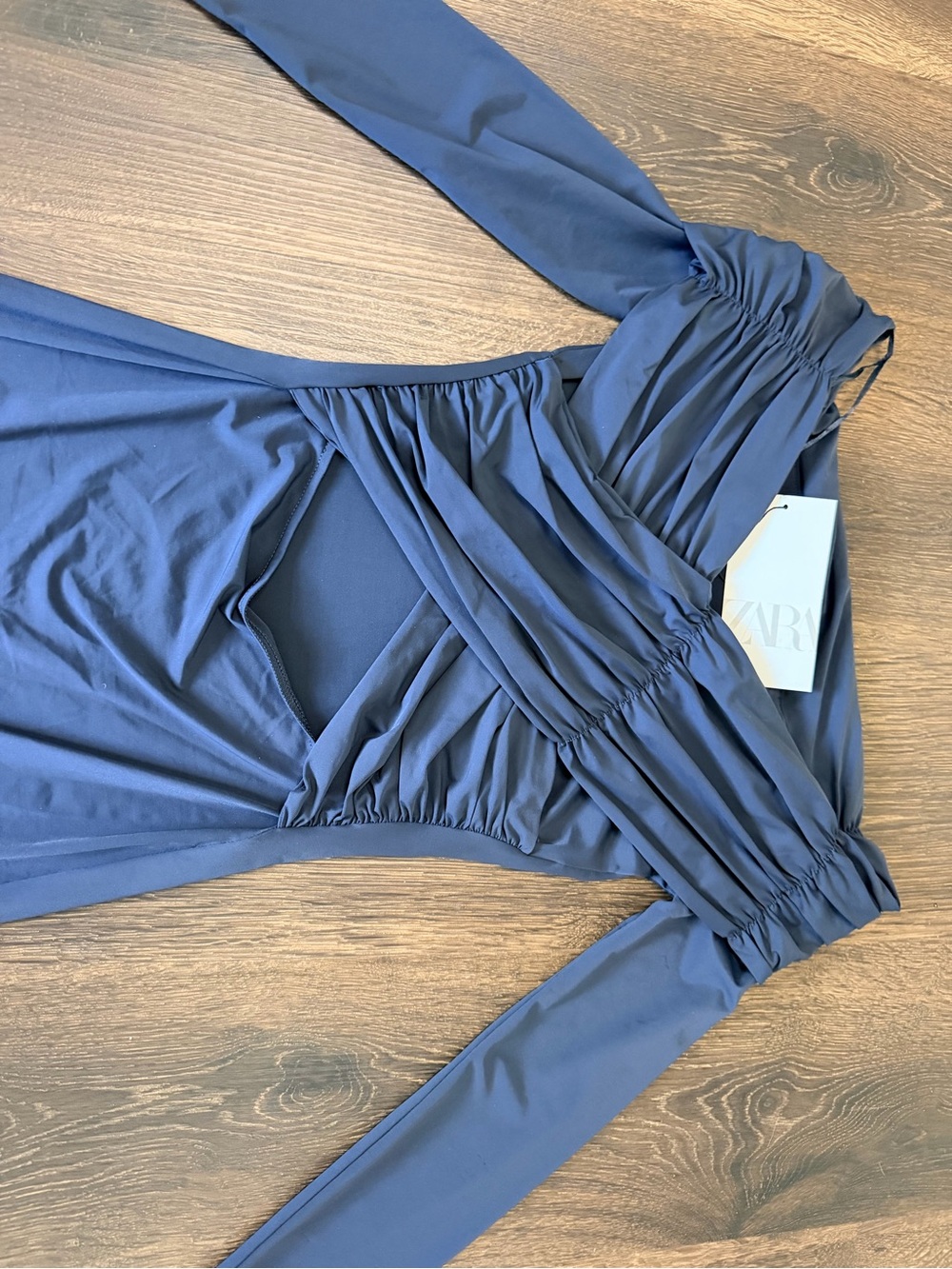 Zara Ruched Dress in Navy Blue